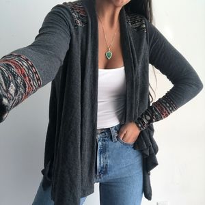 gray open front cardigan sweater